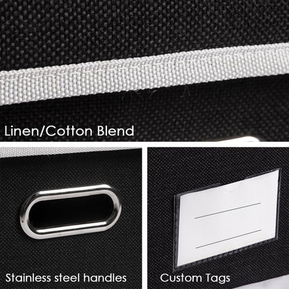 Prandom Storage Boxes with Lids Large,Collapsible Linen Fabric Storage Box,Decorative Bins,Really Useful Box,Clothing