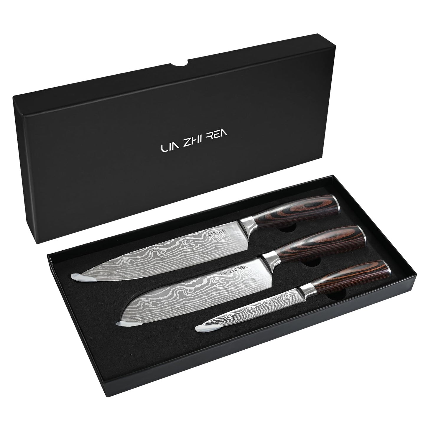 LIN ZHI REN Kitchen Knife Set, High Carbon Stainless Steel Kitchen Knives, 3 Piece Chef Knives Sets with Ergonomic Handle, Cooking Knives Come with