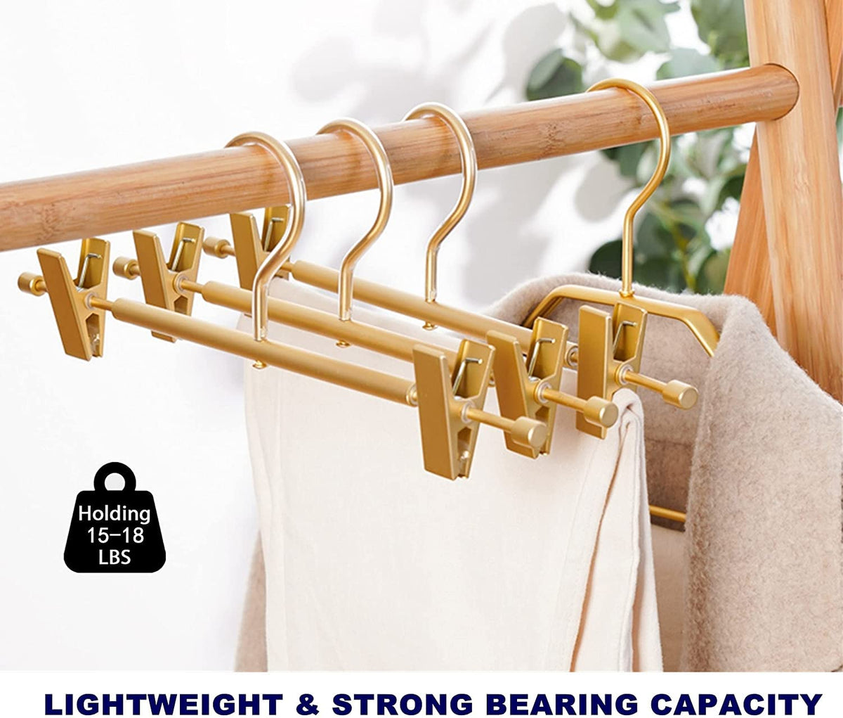 Amber Home 20pcs Matte Aluminum Trousers Hangers, Metal Skirt Hangers, Gold