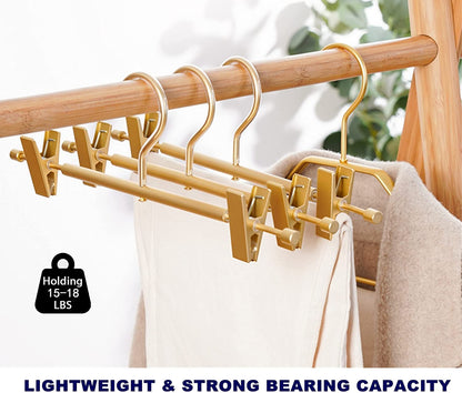Amber Home 20pcs Matte Aluminum Trousers Hangers, Metal Skirt Hangers, Gold