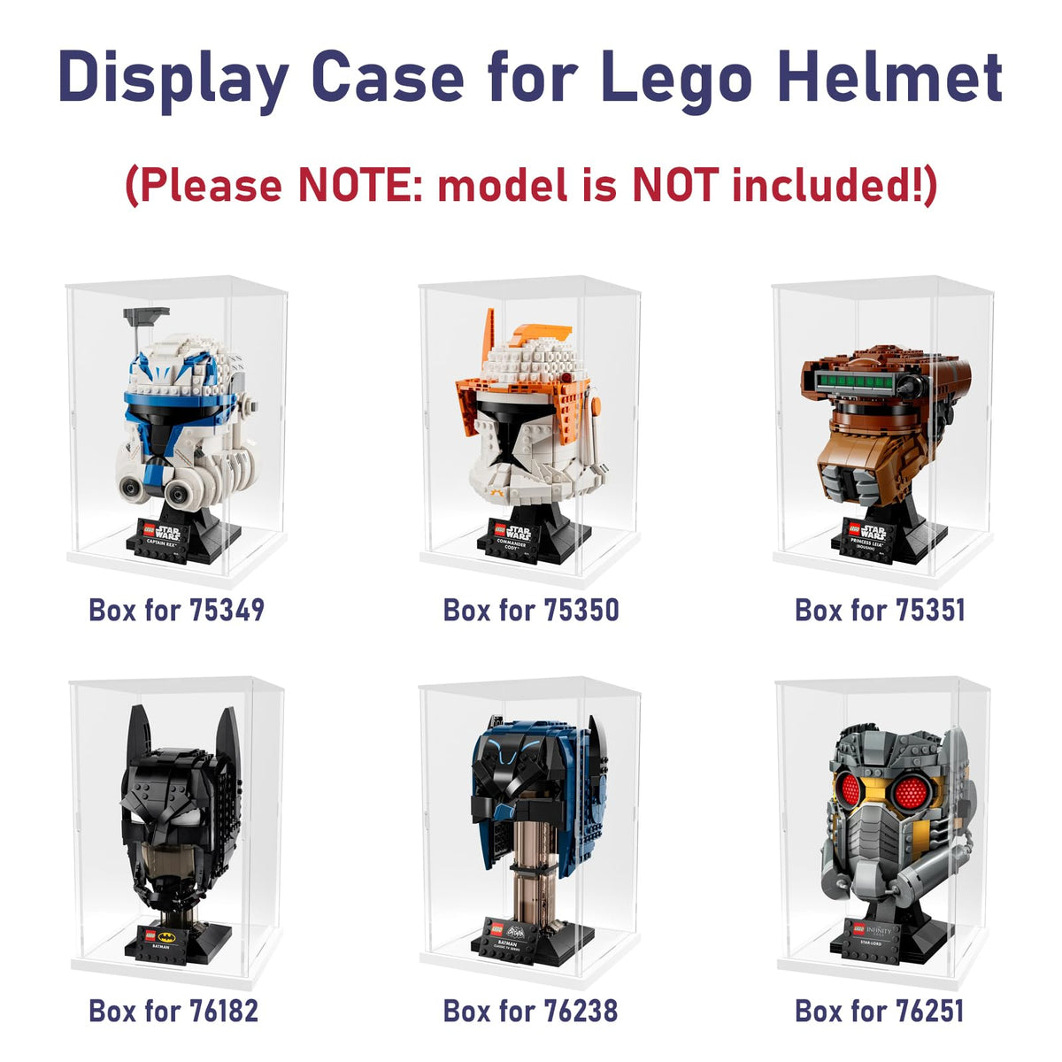 Nynelly Acrylic Display Case for Lego Star Wars Helmet for Lego Captain Rex Helmet Models Figures