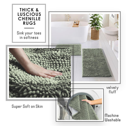 Clara Clark Sage Green Bathroom Set - Bathroom Sets with Shower Curtain and Rugs, 21PC Bathroom Accessory Set