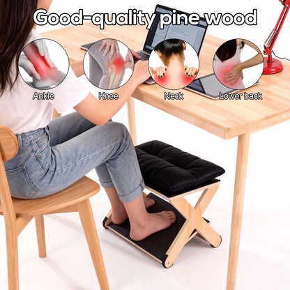 Foot Rest for Under Desk, Ergonomic Foot Stool Non-Slip Wooden Leg Rest Support with Comfortable Cushion for Office Desk at Work Home Use Enhances