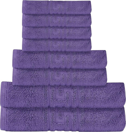 DTEX HOMES 8 Piece Towel Set 100% Egyptian Cotton 600 GSM, 2 Bath Towels, 2 Hand Towels, 4 Washcloths - Purple
