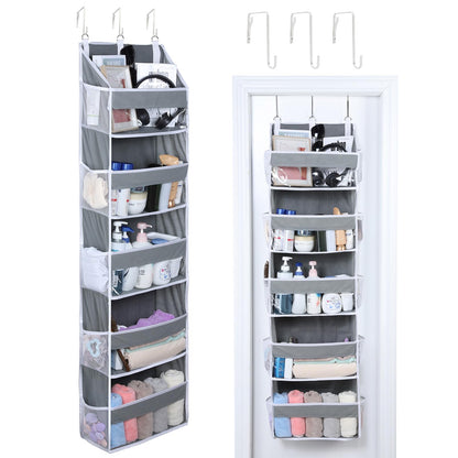 OTraki Wardrobe Organiser Hanging 140 x 39 x 17 cm, Hanging Organiser 5 Shelves Clear Window Hanging Storage with 10 Mesh Side Pockets