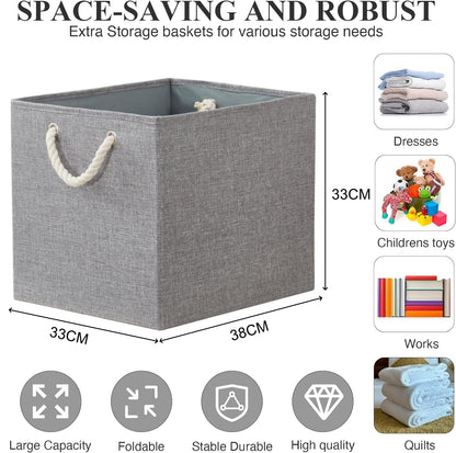 Mangata 4 Pack Storage Cubes for Shelves, Fabric Storage Boxes with Cotton Rope Handles Home Organization