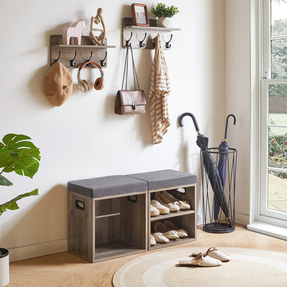 YMYNY Small Shoe Storage Bench with Cushion, Silver Gray HBD028Y
