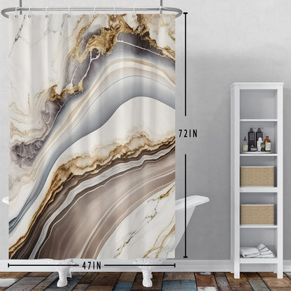 Bovlleetd Champagne Marble Shower Curtain Modern Luxury Grey Decorative Elegant Simplicity Bathroom Curtain Accessories 47"x72" Waterproof Polyester