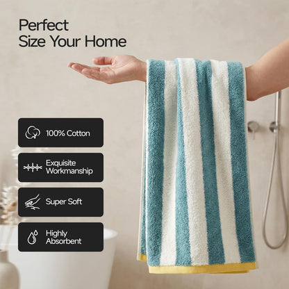 REDKISS 2 Pack Striped Hand Towels for Bathroom - 100% Cotton Decorative Hand Towel Set, 32x72cm, Soft Absorbent and Quick-Dry Towels for Bathroom