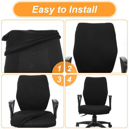 Nogeqi 2pcs Office Chair Covers Stretchable, Universal Office Chair Seat Cover, Washable Removable Computer Chairs Cover for Seat Cushion