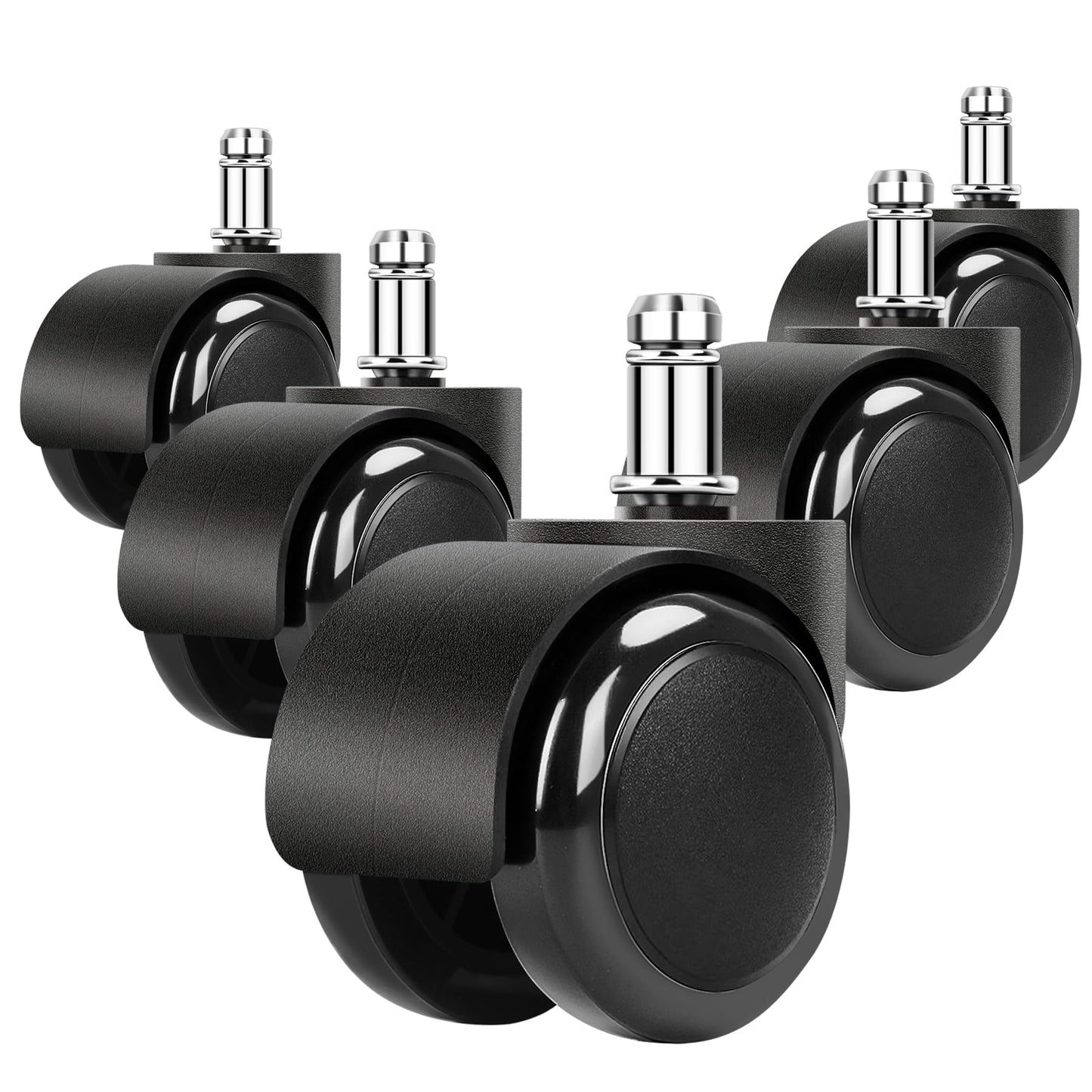 2 Inch Black Silent Stemless Caster,Office Chair Wheels Replacement Chair Casters,Furniture Casters