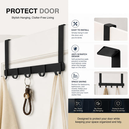 6 Over Door Hooks Door Hanger Rack No Drill Coat Towel Robe Holder
