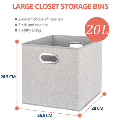 ARVINKEY 2 Pack Foldable Storage Boxes, 20L Non-Woven Fabric Storage Cubes with Handles