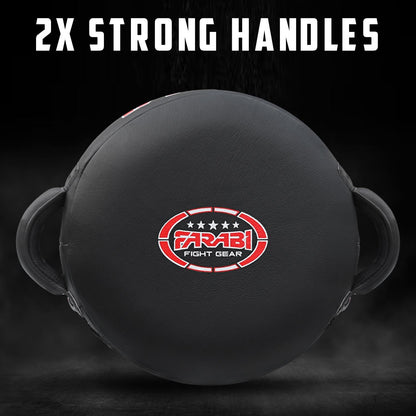 Farabi Sports Round Boxing Pad 100% Genuine Leather Punching Mitts Kick Pad Black Boxing Mitts MMA Muay Thai Taekwondo Kickboxing Training Strike