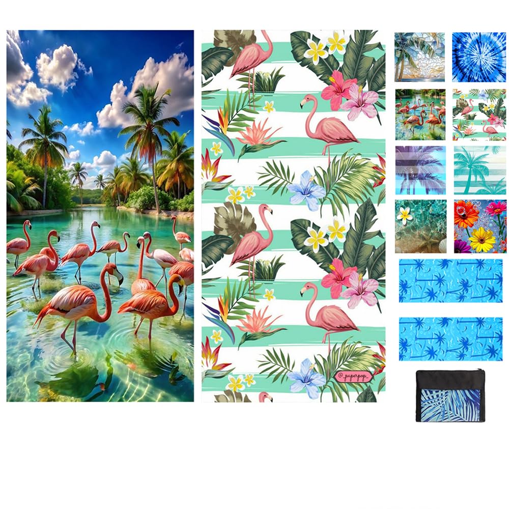 JAODFK 2 Pcs Microfibre Beach Towel 71"X32" Quick Dry Lightweight Sand Free Extra Large Thin Towels Travel Essentials For Adults Womens Swim Bath