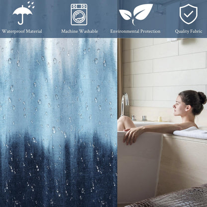 Lirzxin Forest Shower Curtain, Wetroom Shower Curtains for Bathroom Polyester Abstract Gradient Modern Thick Mildew Resistant Bath Curtain with Hooks