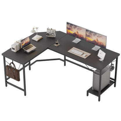 Mericonia L Shaped Desk, Diamond Design for Socket, 135x110cm, Black