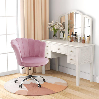 CASART Rolling Velvet Office Chair with Petal Backrest, Ergonomic 360° Swivel Upholstered Desk Chair