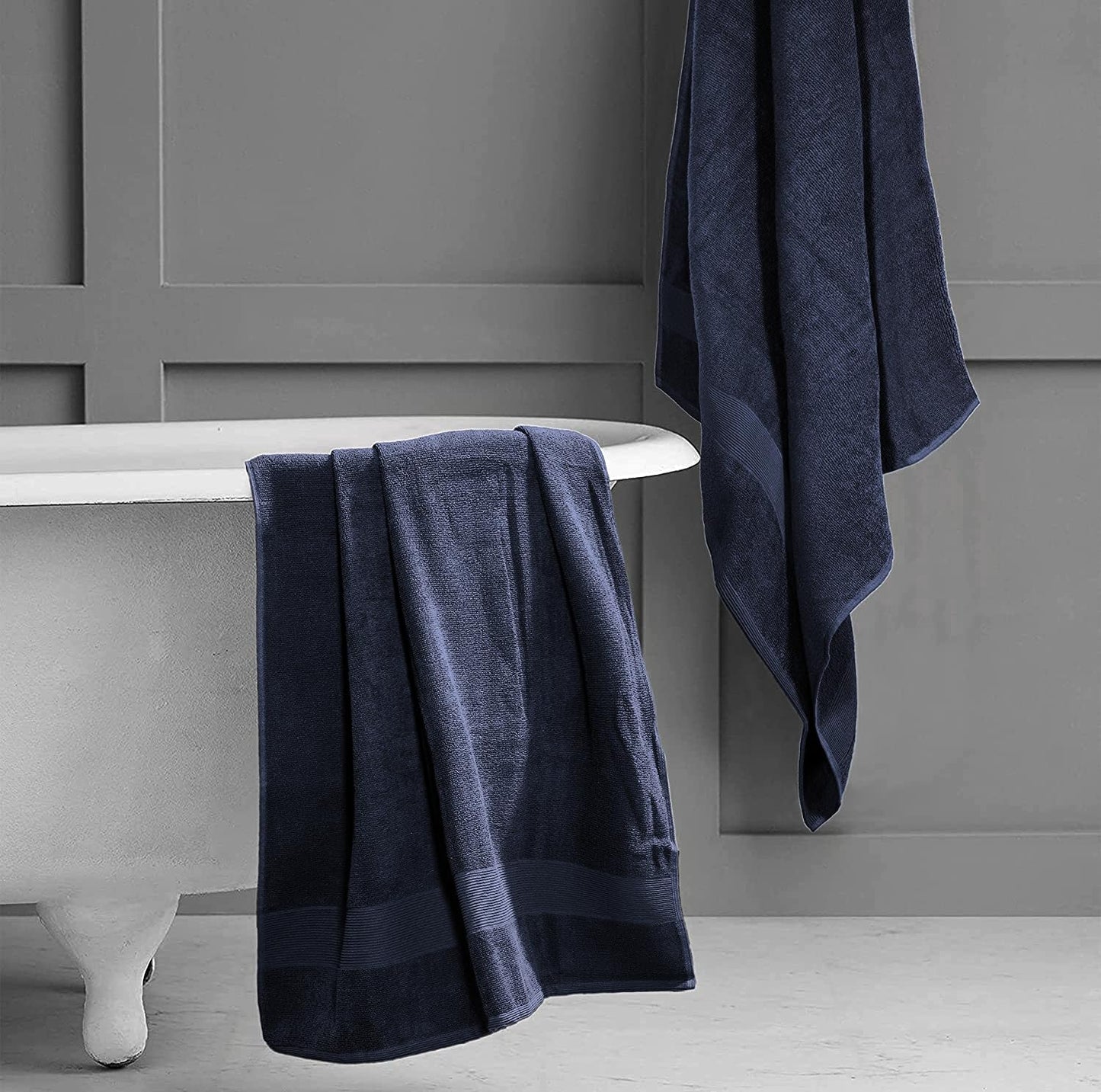 Textile Do Extra Large Super Jumbo Bath Sheet Towel 100% Egyptian Cotton XL Bath Sheets(100 x 200 cm-600 GSM) (Navy Blue)