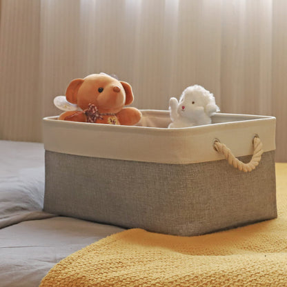 PWVMWM Small Storage Box with Handles, Foldable Wardrobe Baskets for Storage, Canvas Linen Storage Baskets for Clothes, Toys, Towels, Office Products