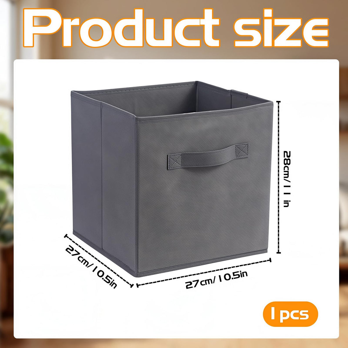 Resszo Cube Storage Boxes 27x27 Cubes Storage Cubes with Handles, Fabric Storage Boxes Foldable Storage Baskets for Closet Shelves Bedroom Organizing