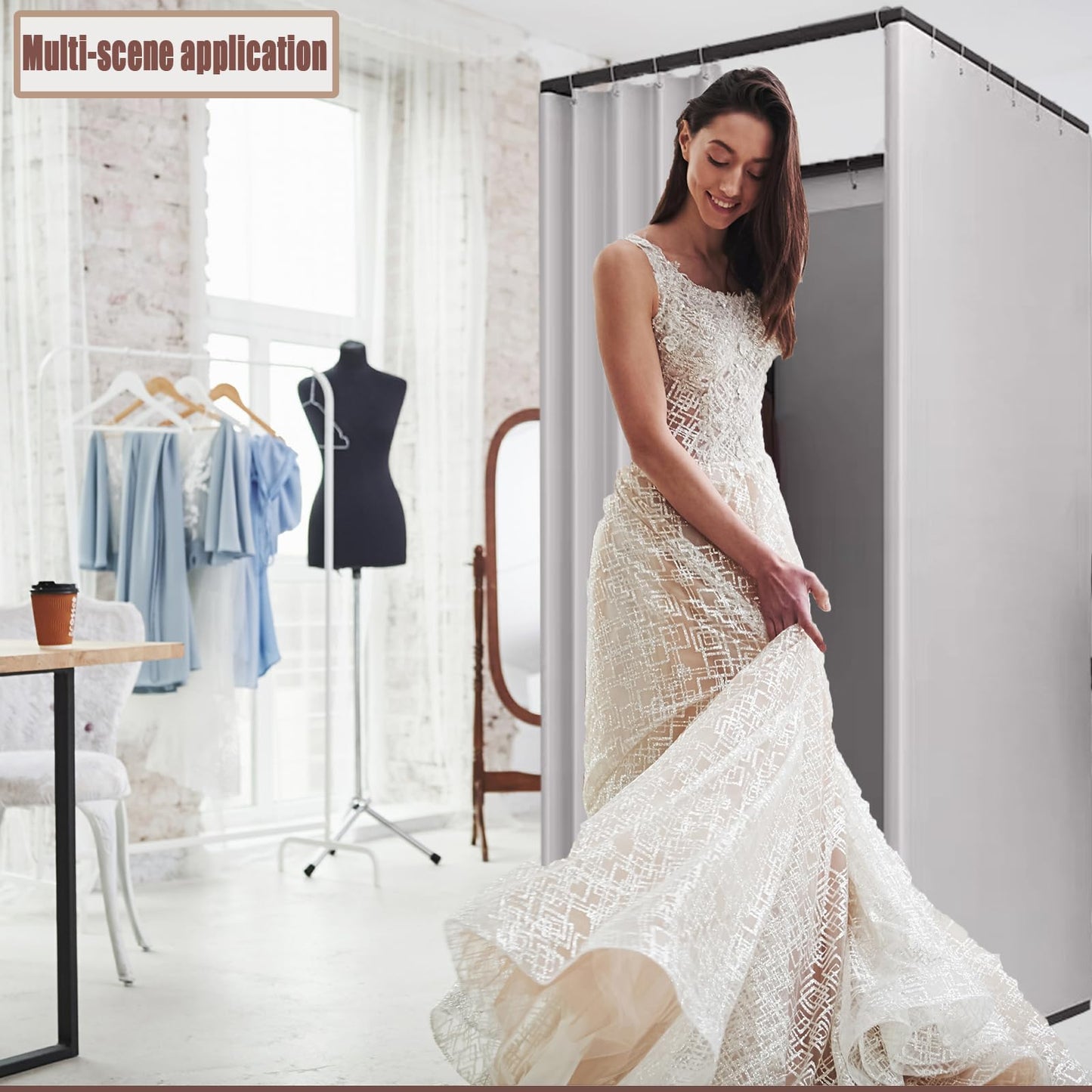 Portable Fitting Room for Clothing Store, Mobile Changing room with shading curtain, Foldable Temporary Privacy Protection dressing Room for Mall