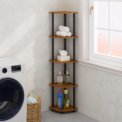 Furinno TURN-N-TUBE Corner Shelf, 5-Tier Corner Display Rack, Shelving Unit, for Organization and Storage, Living Room, Home Office, Garage, Bedroom