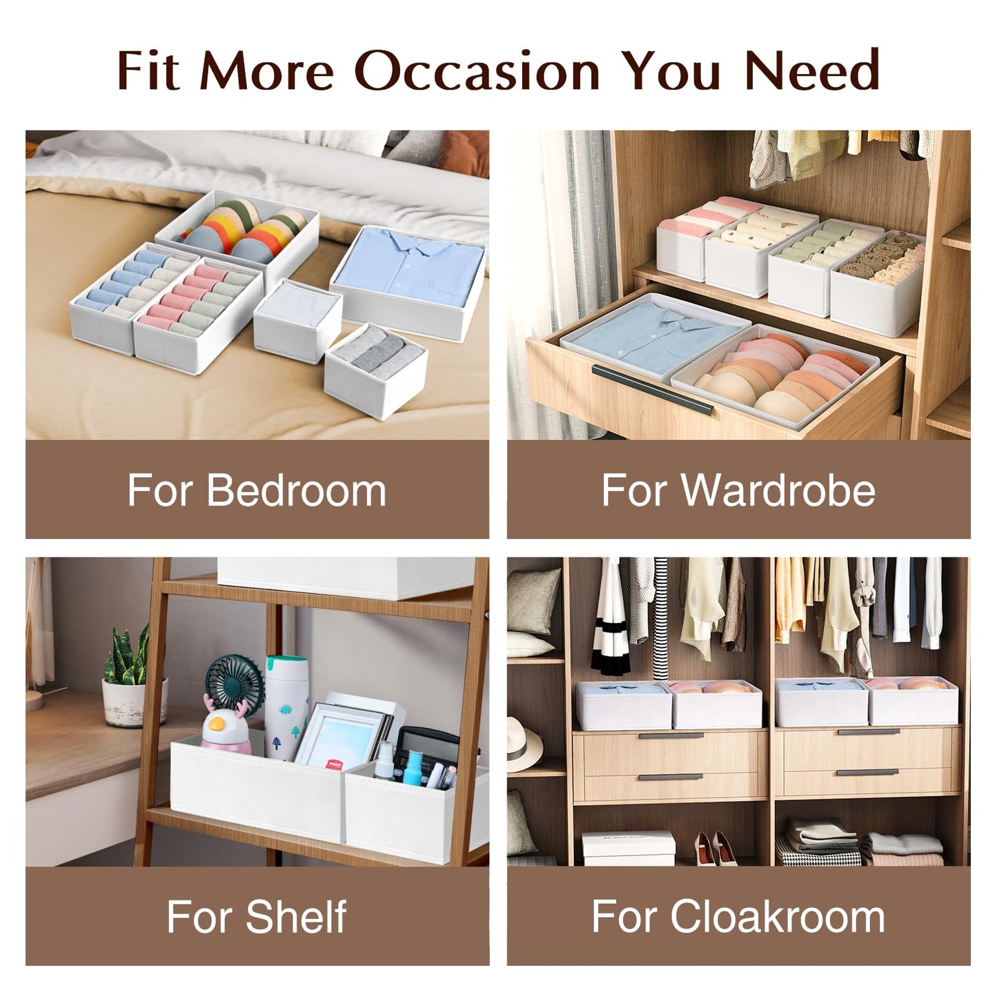 Homsorout 15 Pack Foldable Drawer Organisers Clothes - Fabric Storage Box Wardrobe Drawer Dividers Cubes for Baby Clothing, Socks, Underwear, Ties