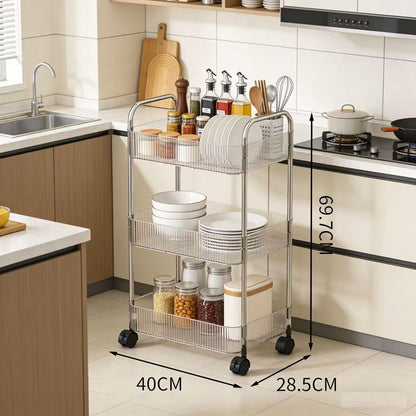 Multibao 2/3/4 Tier Storage Trolley on Wheels - Acrylic Shelf Cart for Bathroom, Spa, Salon Beauty (3 Tier 40 * 28.5 * 69.7cm)