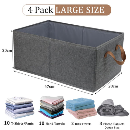 SYEXDZON Storage Baskets, 4pcs Fabric Storage Box, 47*28*20cm