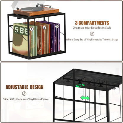Alytree Vinyl Record Storage Holder for 80-100LPs, Vinyl Record Stand Wall Mount with Movable Divider