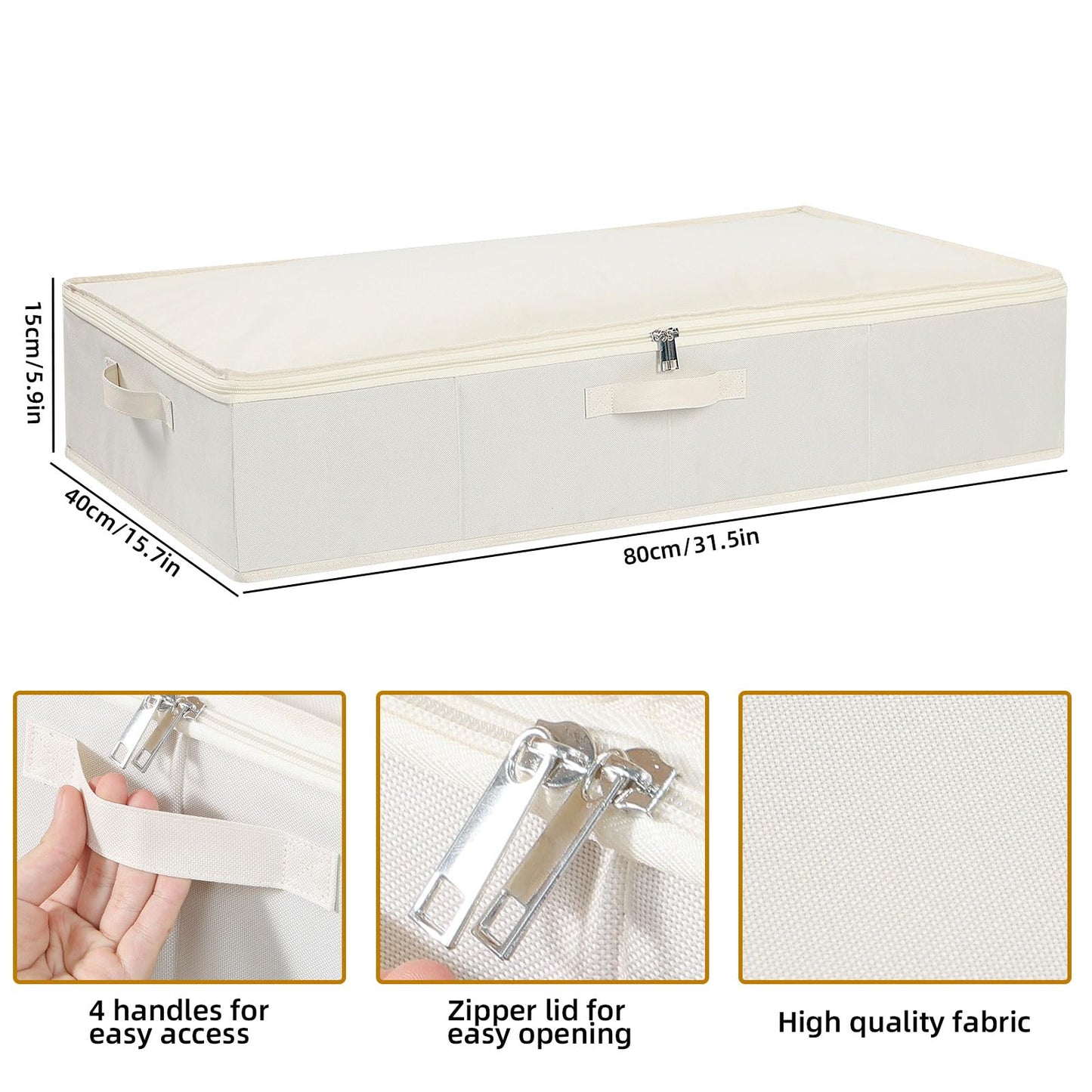 YheenLf 2-Pack Under Bed Storage Containers Organizers, Underbed Clothes Boxes with Reinforced Handles for Blanket, Sheets, Clothing, Shoes, 804015