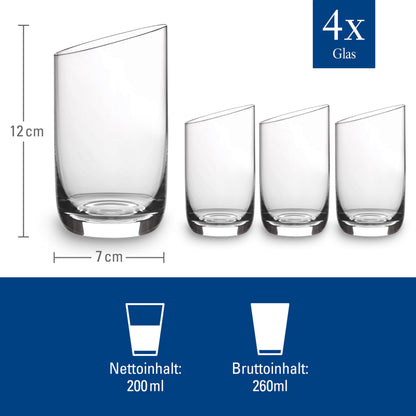 Villeroy & Boch - NewMoon Tumbler Set, 4 Pieces, Elegant, Modern Sloping Glass for Day-to-Day use, Crystal Glass, Transparent, Dishwasher Safe