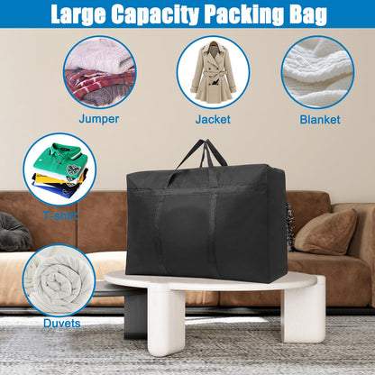IETWATE 2PCS Large Storage Bags with Zips, 180L Moving Bags Extra Large Strong, Waterproof Clothes Storage Bag