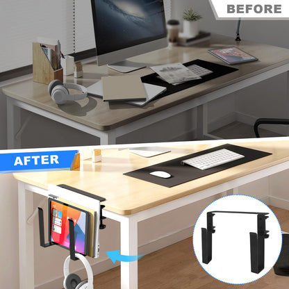 ZXShow Hanging Notebooks Desk Holder Adjustable Desks Side Laptop Mount Clamp on Laptops Stand with Anti Scratch Pads No DrillDesk Side Laptop Mount
