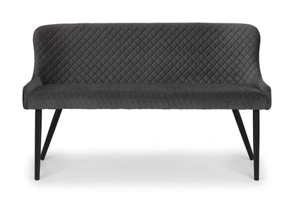 Julian Bowen Luxe Dining Bench for 2, High Back, Velvet, Grey - H82xW143cm
