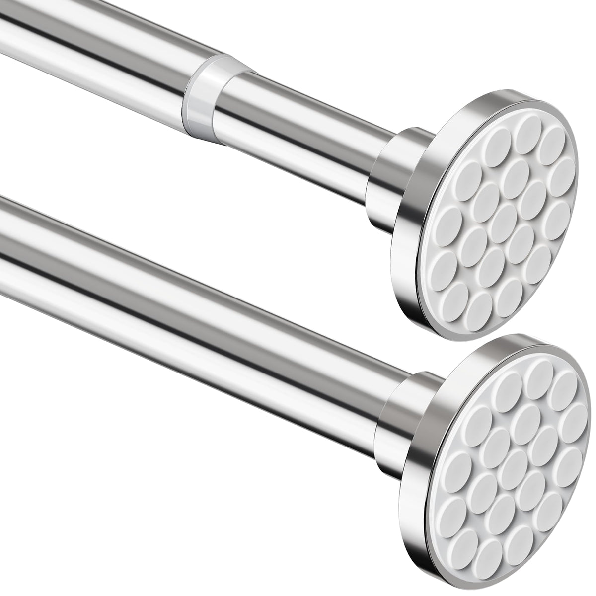 Shower Curtain Rod Extendable Tension Rod No Drilling Shower Curtain Rail Wardrobe Rail for Bathroom,Bedroom,Wardrobe (69-90CM Φ25mm)