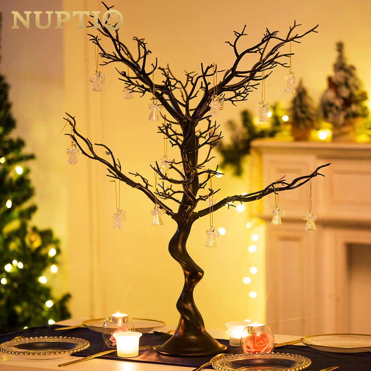 NUPTIO Halloween Tree Twig Black: 75cm Artificial Table Trees Xmas Christmas Easter Decoration Fake Tabletop Branch for Window Bedroom Holiday Party