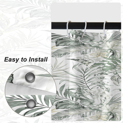 Bovlleetd Stable Eucalyptus Leaf Shower Curtain for Small Bathtub Spring Natural Botanical Plants Fabric Bathroom Curtain Waterproof Polyester Fabric