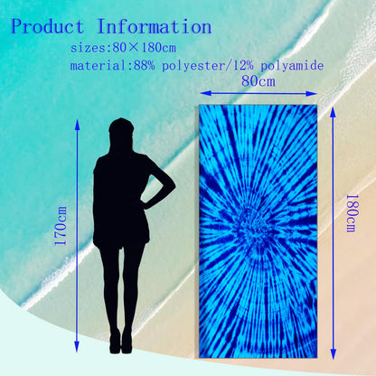 Irunfast Oversized Microfibre Beach Towel，180×80cm Sand Free Quick Dry Beach Towel for Adults Portable Travel Towel Lightweight Towel for Travel Bath