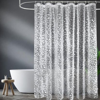 Shower Curtains Mould Proof Resistant, PEVA Waterproof Heavy Duty Bathroom Curtains, Liner 3D Effect Clear Pebble Shower Curtain with 12 Hooks
