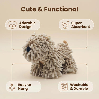 FILOEEX Cute Dog Shaped Chenille Hand Towel, Ultra Soft Highly Absorbent Fluffy Hand Towel