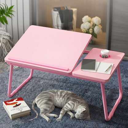 Laptop Desk, Laptop Bed Table with Foldable Legs & Cup Slot, Reading Holder Notebook Stand Breakfast Bed Tray Book Holder for Sofa, Bed, Terrace