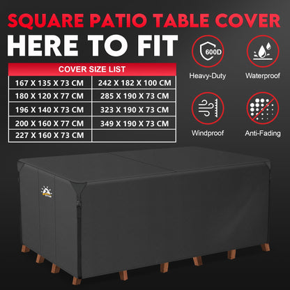 Zettum 196x140x73cm Garden Table Cover Waterproof Rectangular 600D Heavy Duty Patio Furniture Covers for Rattan Sofa Table Chair Cover Patio Table