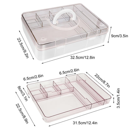 Craft Storage Box Clear Craft Stackable Large Sewing Box with 7 Compartment Tray Large Capacity for Medications, Sewing Supplies