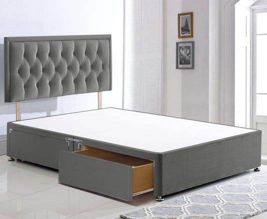 ComfoRest - 5FT King Size Bed Frame in Grey with 2 Drawers | 24" Headboard Included | WITHOUT MATTRESS | Practical Storage Solution for Contemporary