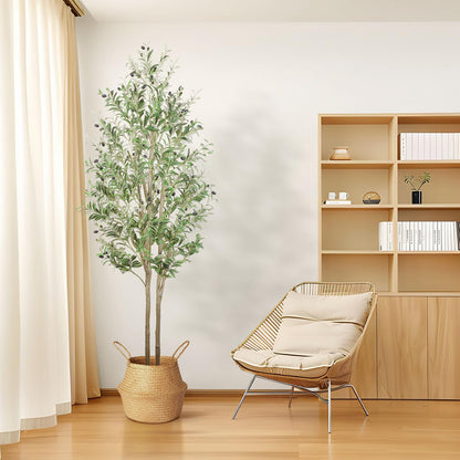 Alupssuc Artificial Olive Tree, Fake Olive Tree with Lifelike Leaves, Indoor Outdoor for Home & Garden, 7FT (210cm)