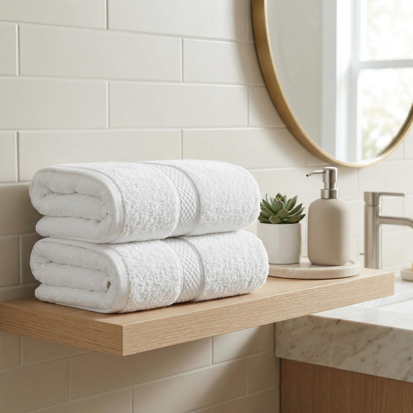 MistyMorning Bath Towels Pack of 2, Extra Large (70x140cm), Luxury 100% Cotton 500GSM Super Soft & Highly Absorbent Quick Dry Luxury Bathroom Towels