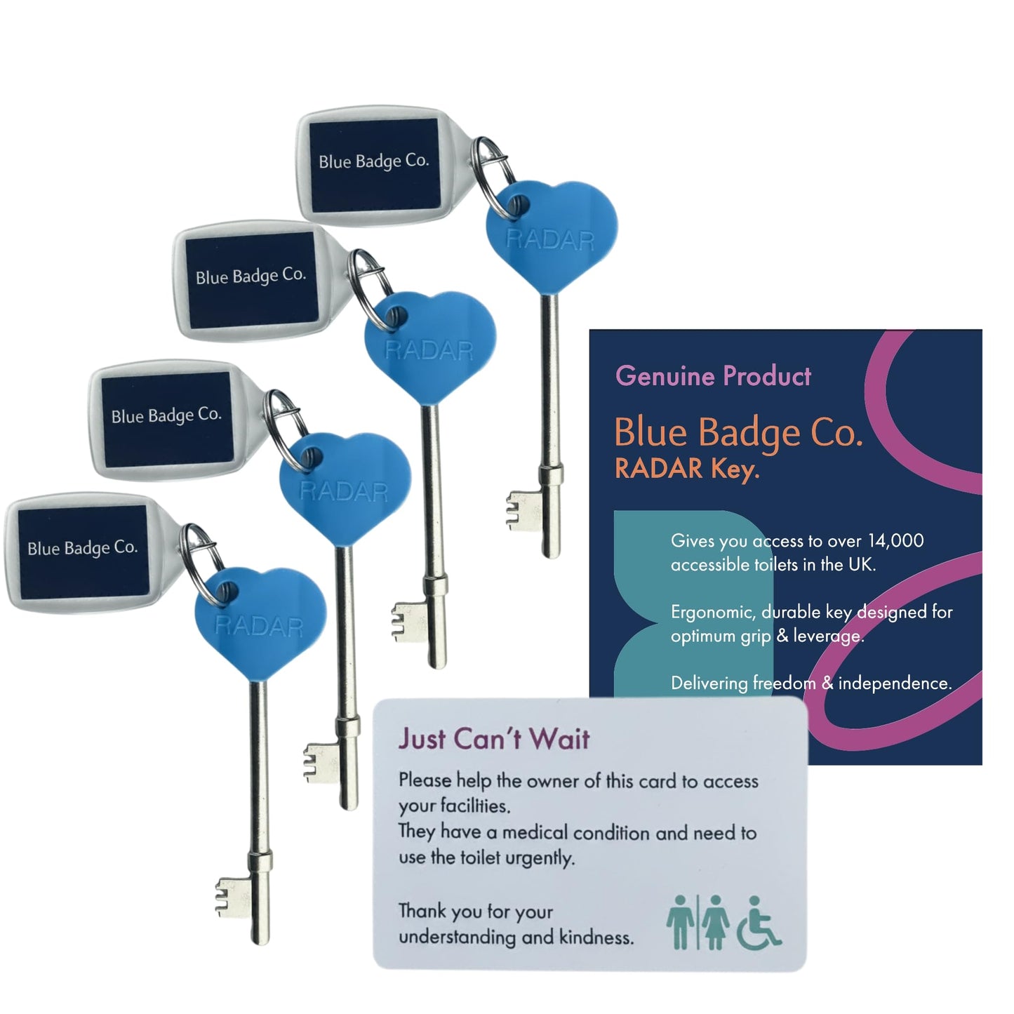 4 Pack Official Radar Blue Badge Co Genuine NKS Radar Key for Disabled Toilets, Accessible Loos in The UK, Easy Turn Access Key, Ideal for Disabled