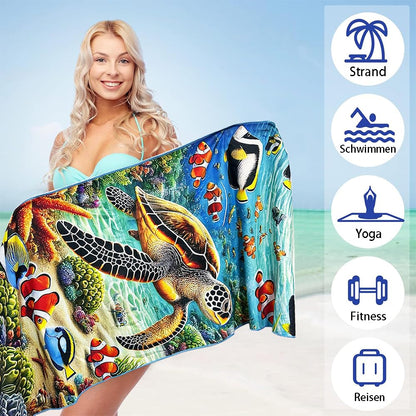 JAODFK Microfibre Beach Towel 71"X32" Quick Dry Lightweight 2 Pcs Sand Free Extra Large Thin Towels Travel Essentials For Adults Womens Swim Bath